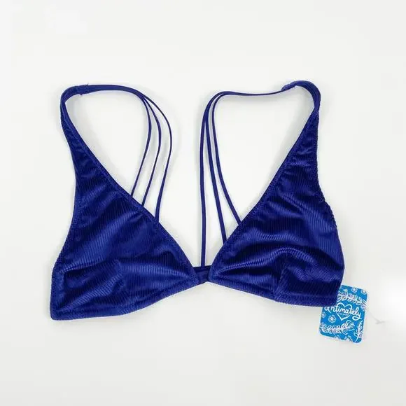 NWT Intimately Free People Magic Hour Velvet Bra Blue Strappy Bralette Size XS - Picture 2 of 7